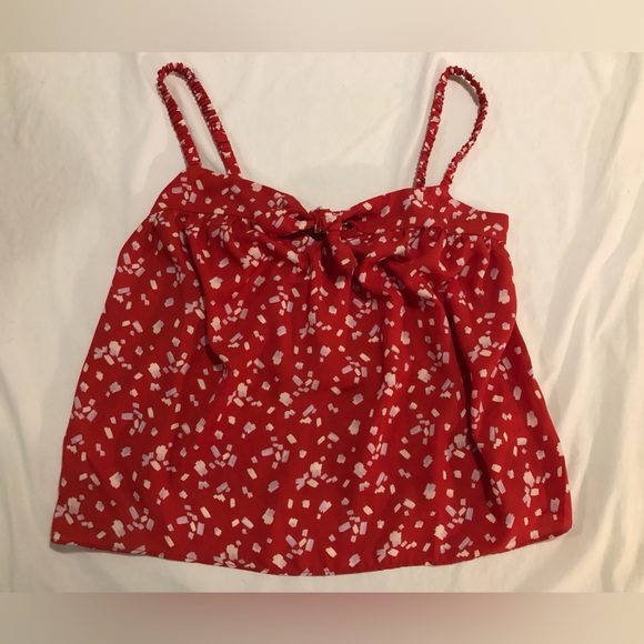 Lush red, pink & white polyester flowy tank, S - Picture 4 of 13